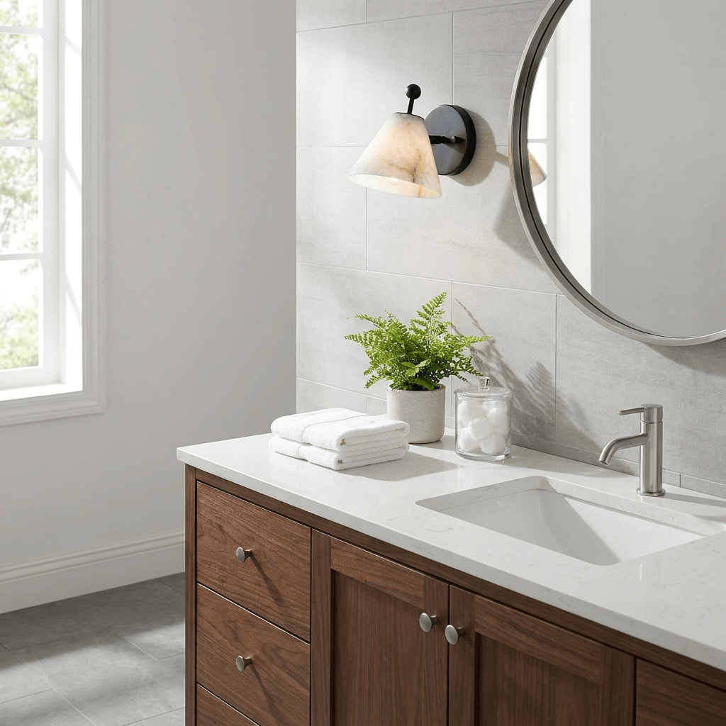 Alabaster Angled Wall Sconce