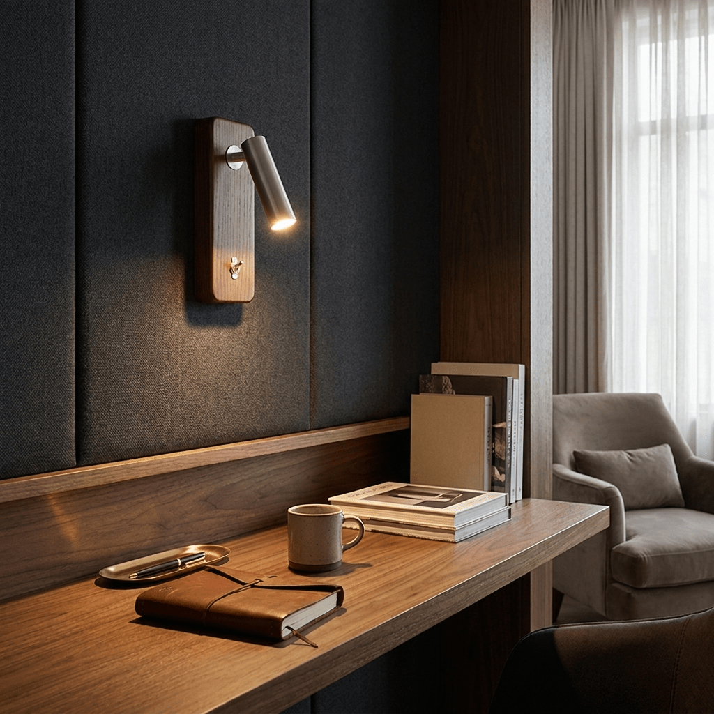 Rowan Wood LED Reading Wall Sconce