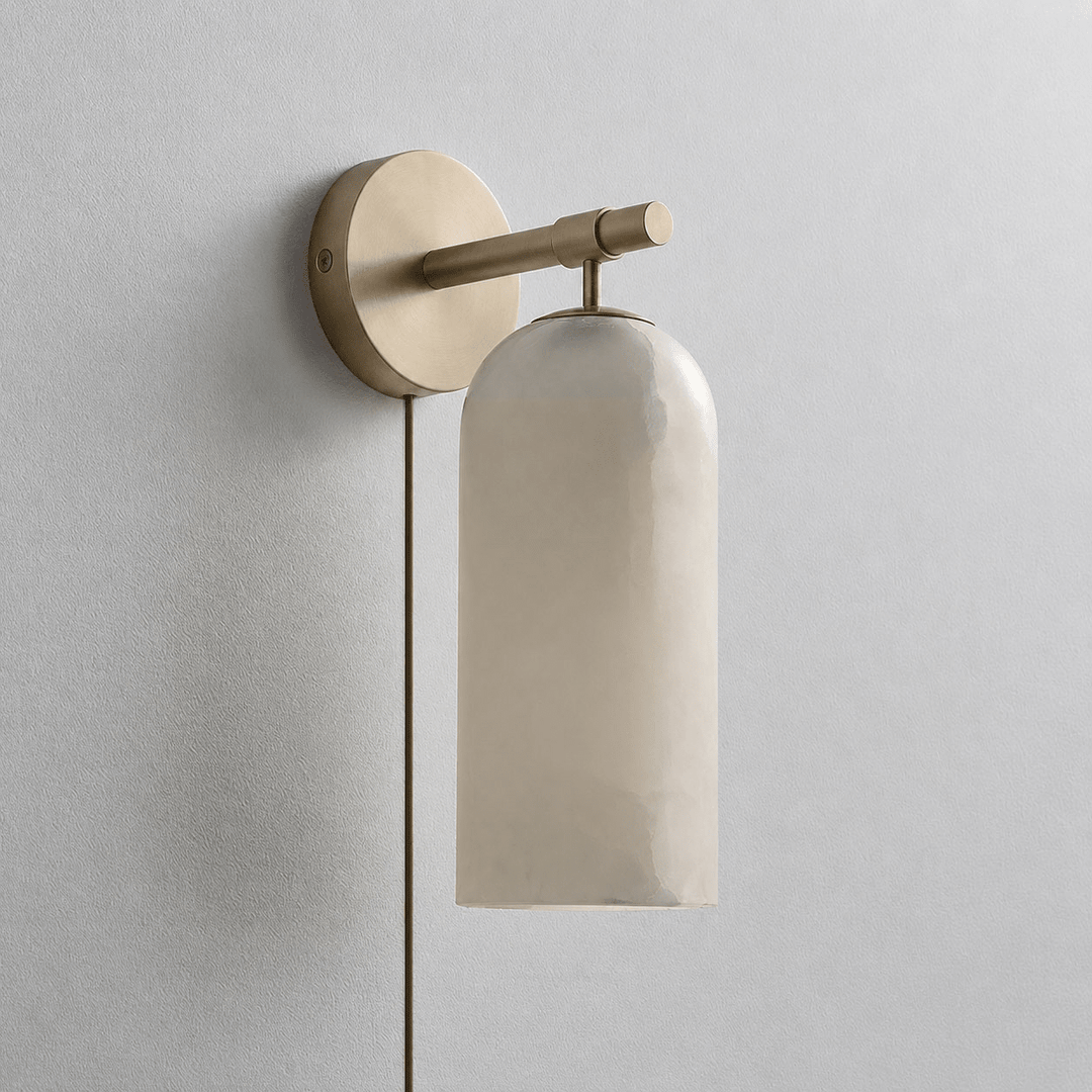 Pillar Alabaster Plug-in Wall Sconce