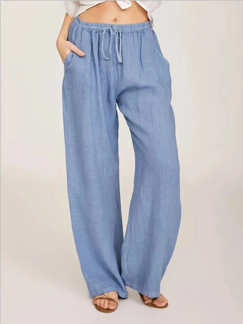 KLASSIEKE BROEK MET WIJDE PIJPEN VOOR VROUWEN