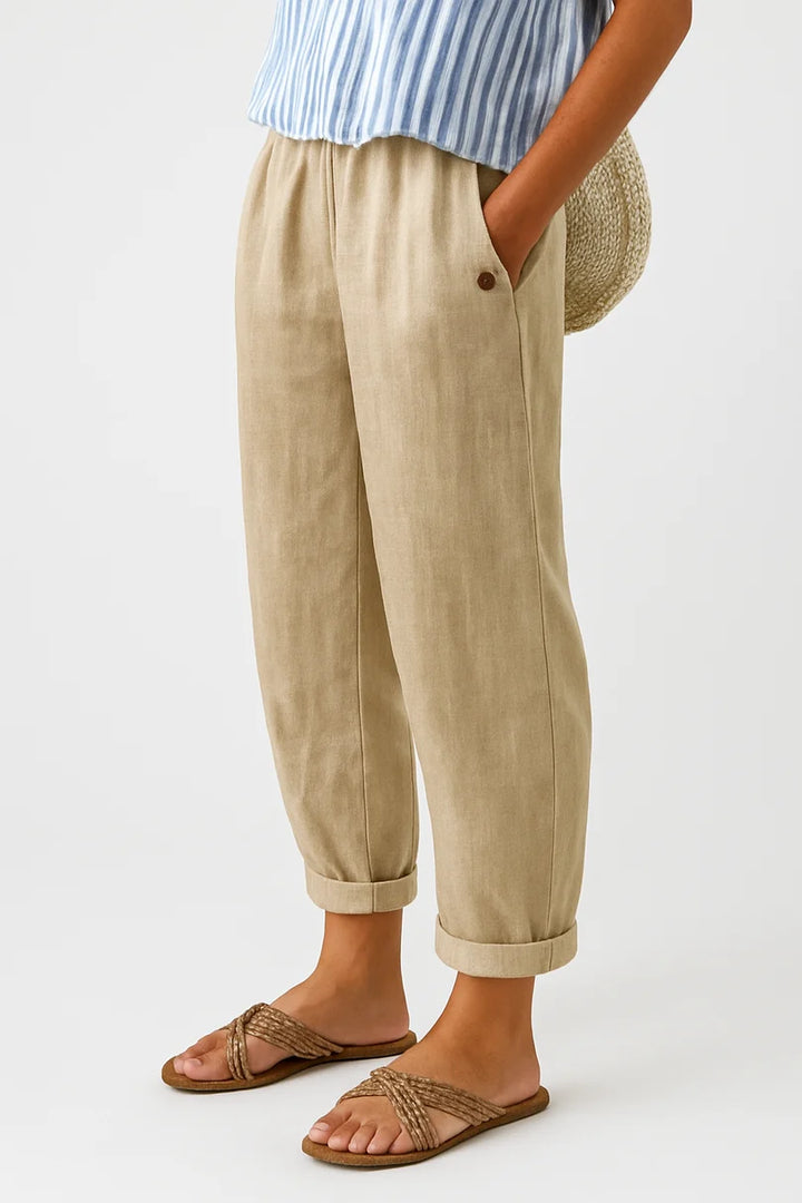 TAPERED BROEK VAN LINNENMIX VOOR VROUWEN