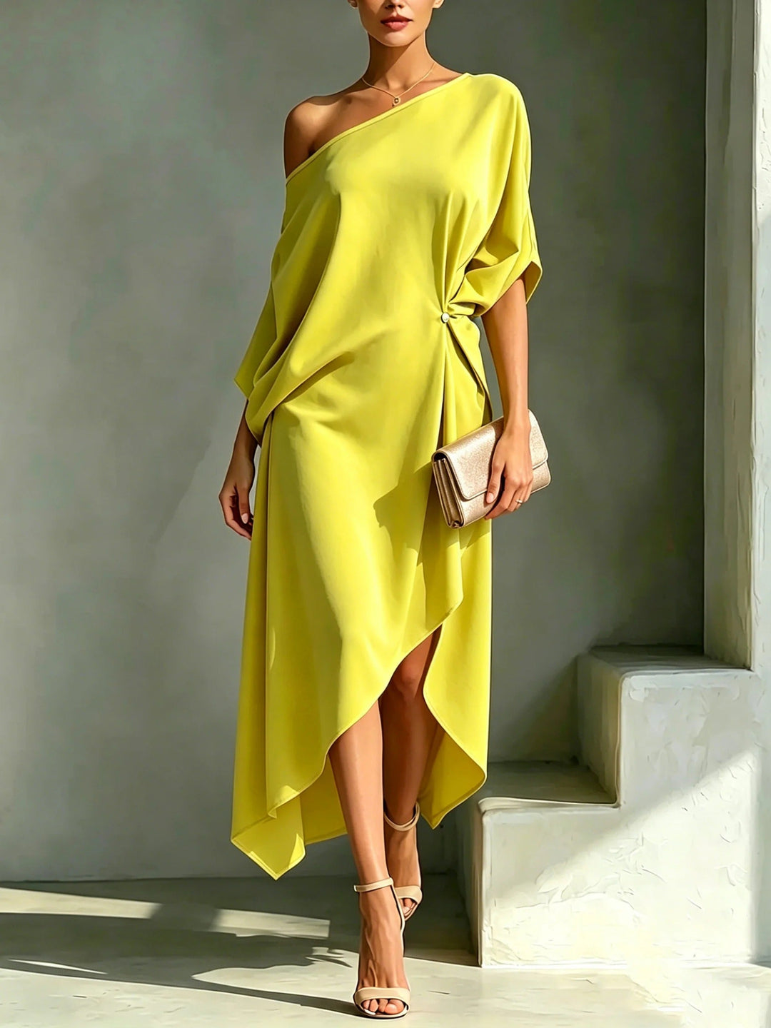 ASYMETRISCHE MIDI-JURK VOOR VROUWEN