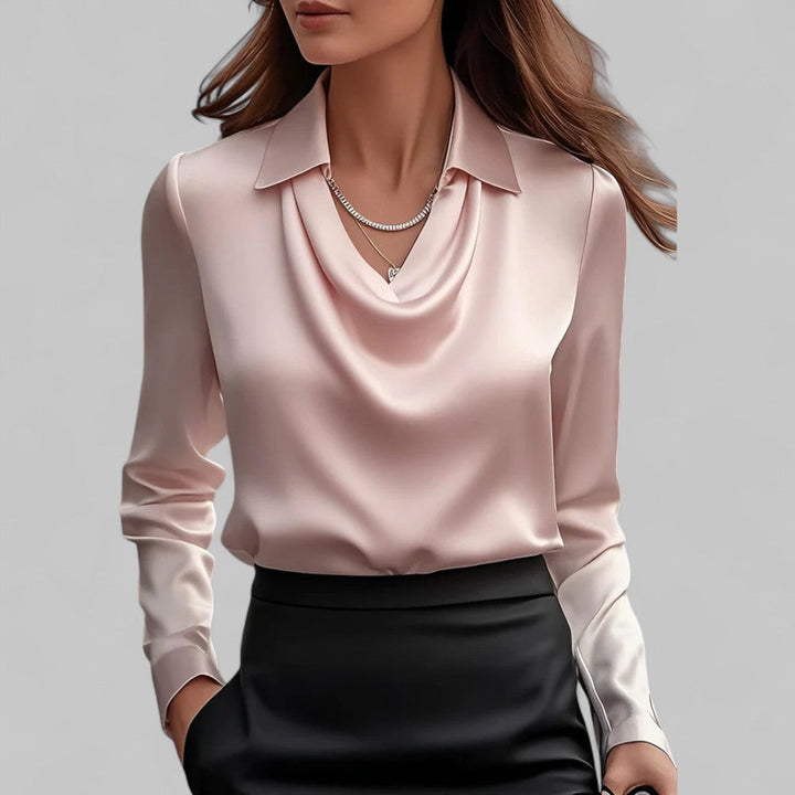 BLOUSE EN SATIN DRAPÉE VOOR VROUWEN