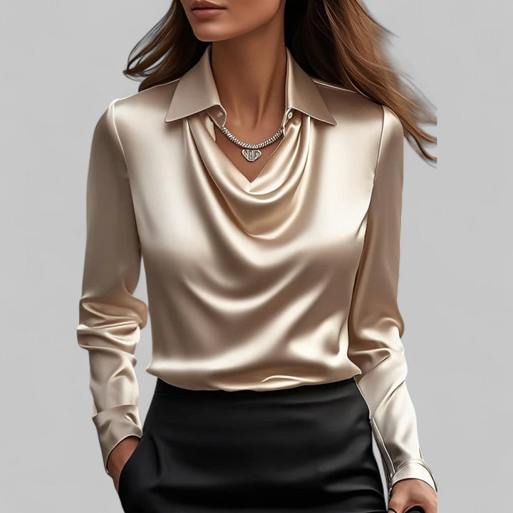 BLOUSE EN SATIN DRAPÉE VOOR VROUWEN