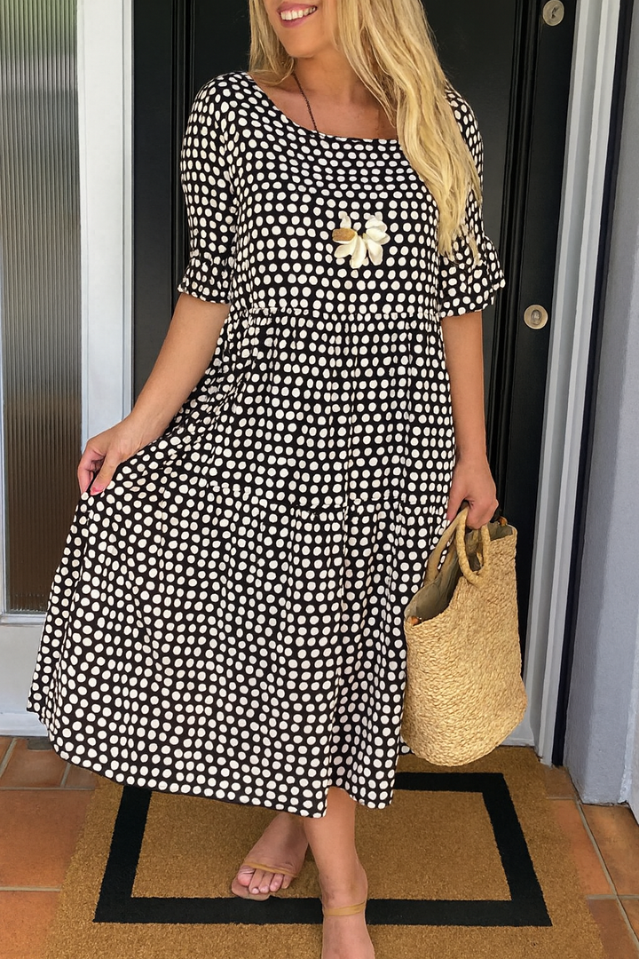 ELEGANTE MIDI-JURK MET KORTE MOUWEN VOOR VROUWEN