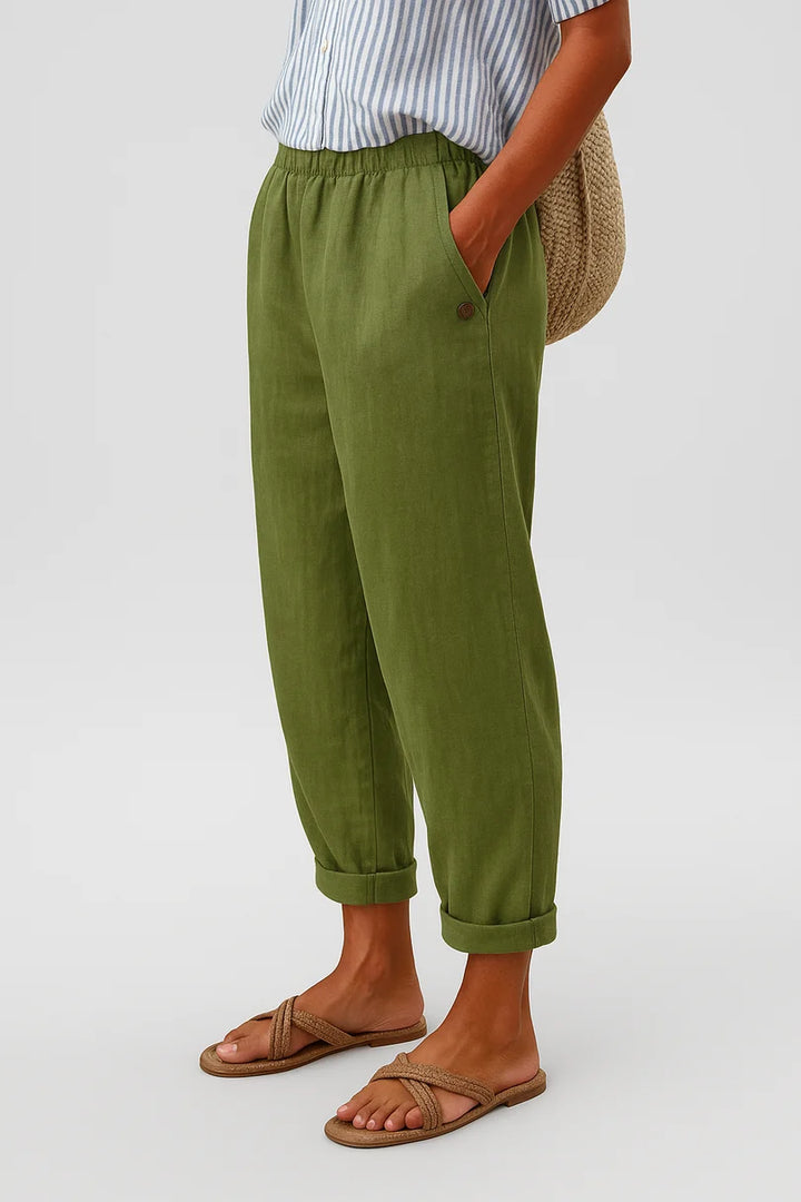 TAPERED BROEK VAN LINNENMIX VOOR VROUWEN