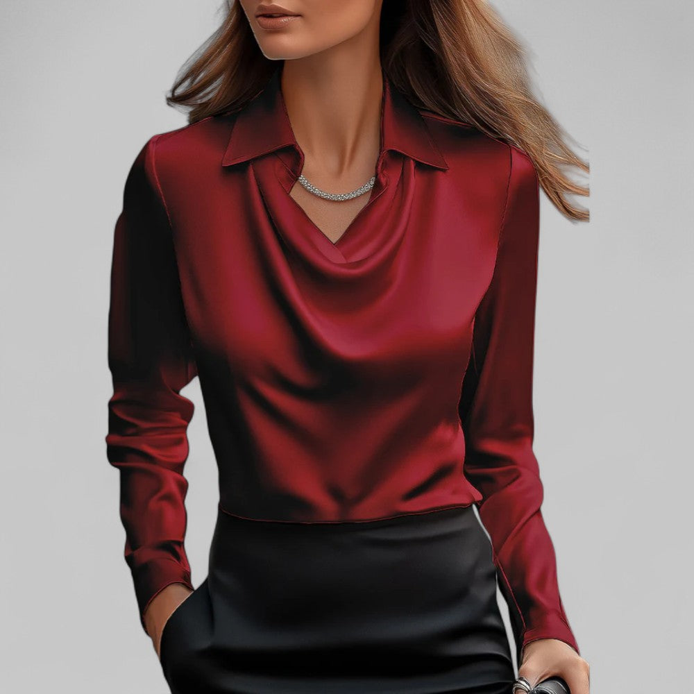 BLOUSE EN SATIN DRAPÉE VOOR VROUWEN