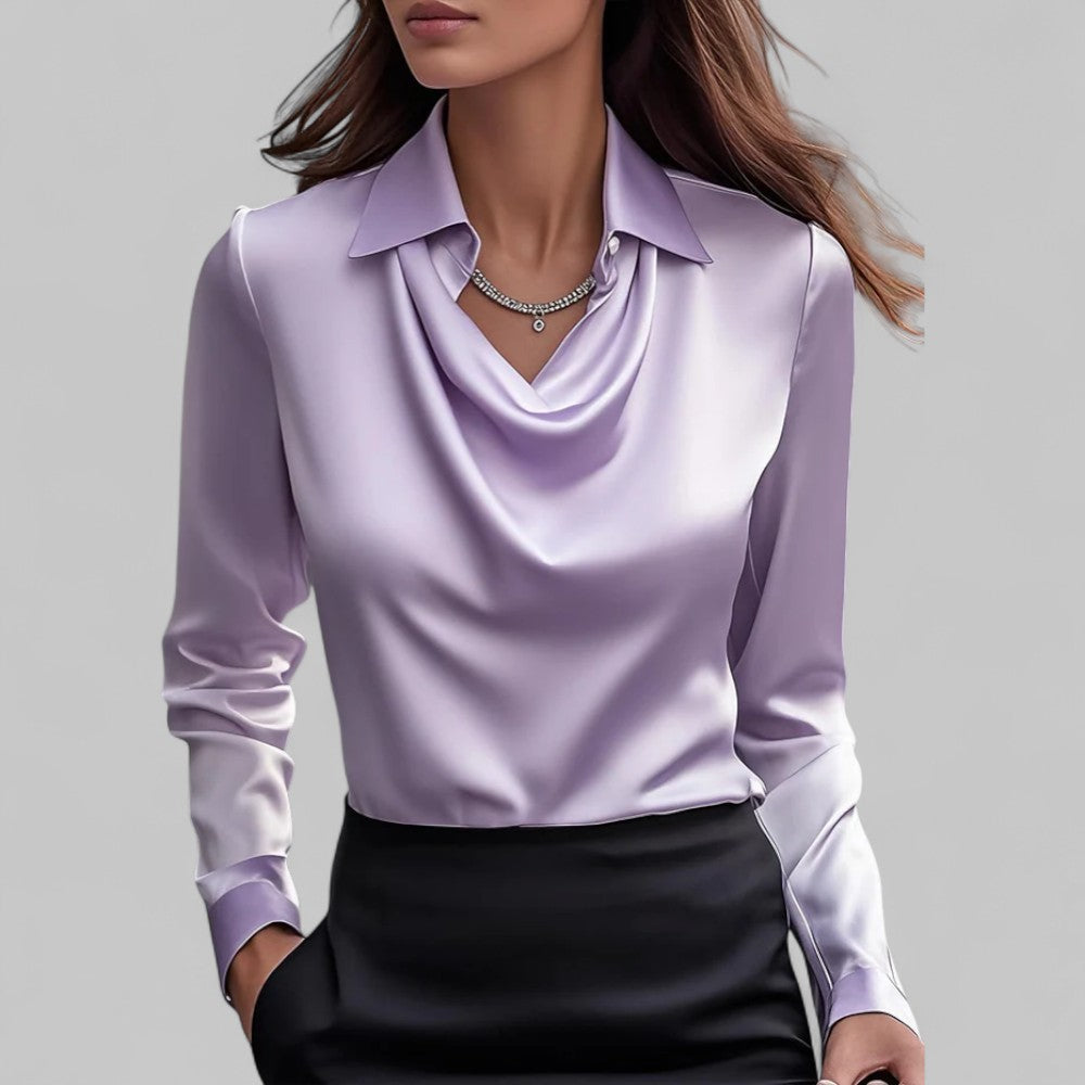 BLOUSE EN SATIN DRAPÉE VOOR VROUWEN