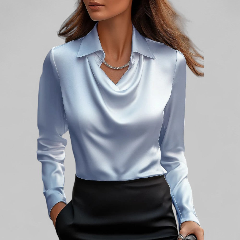 BLOUSE EN SATIN DRAPÉE VOOR VROUWEN