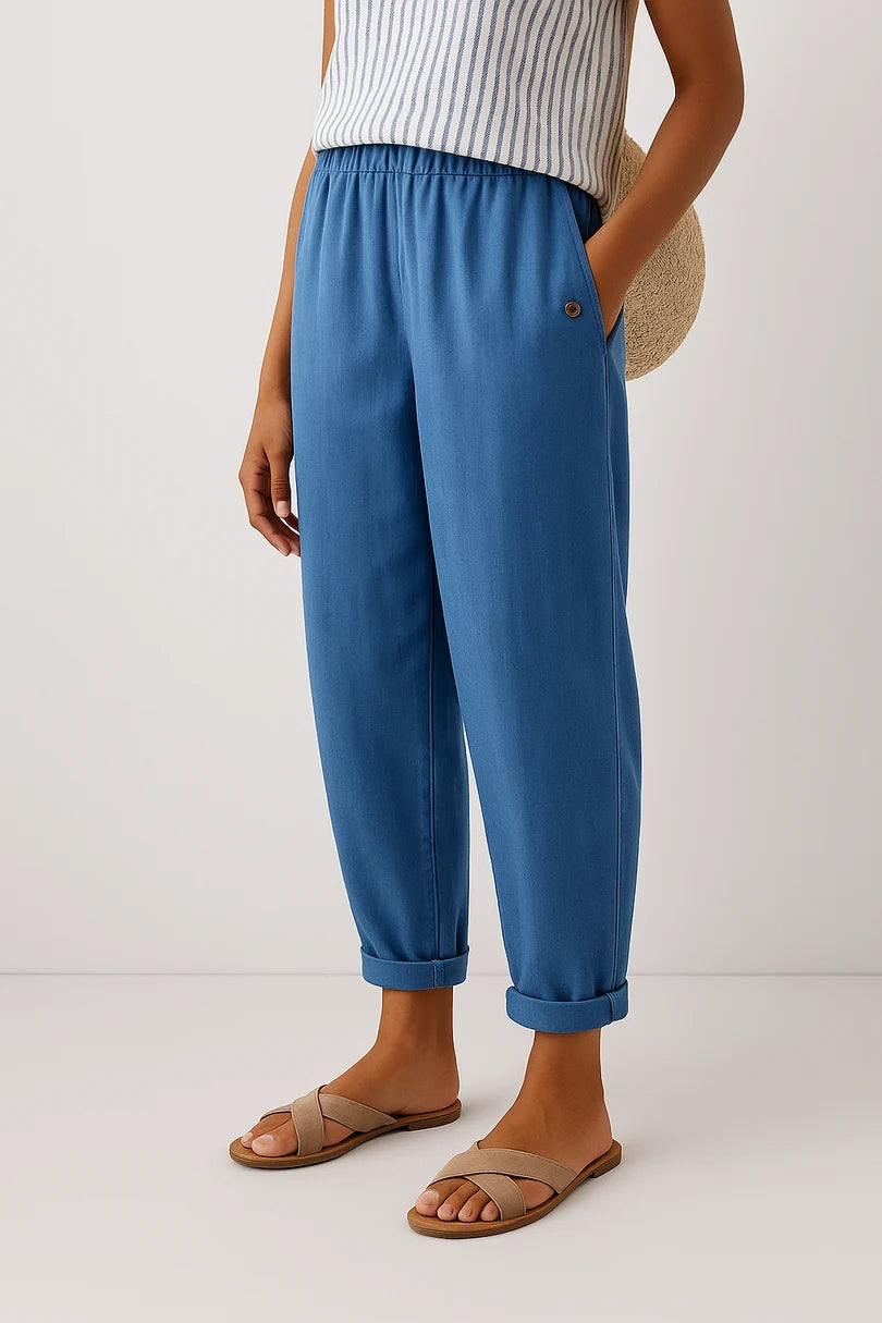 TAPERED BROEK VAN LINNENMIX VOOR VROUWEN