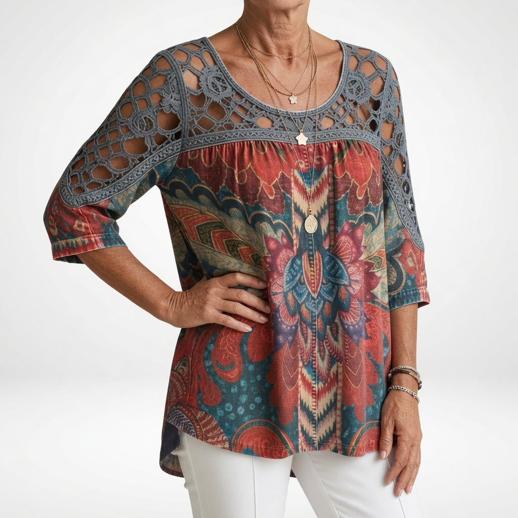 BLOUSE MET ETNISCHE PRINT VOOR VROUWEN