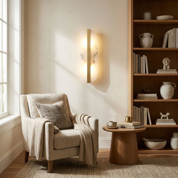 Long Ellipse Alabaster Wall Sconce