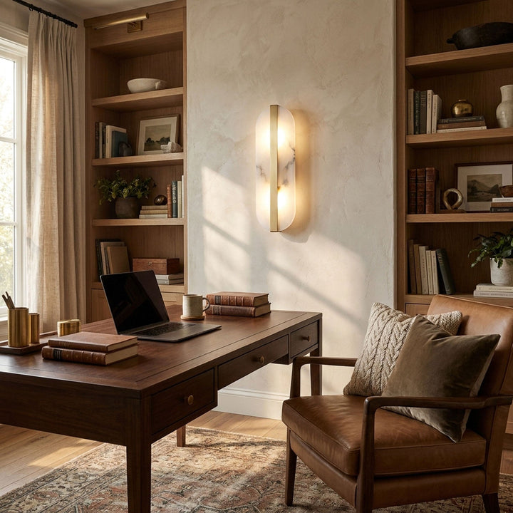 Long Ellipse Alabaster Wall Sconce