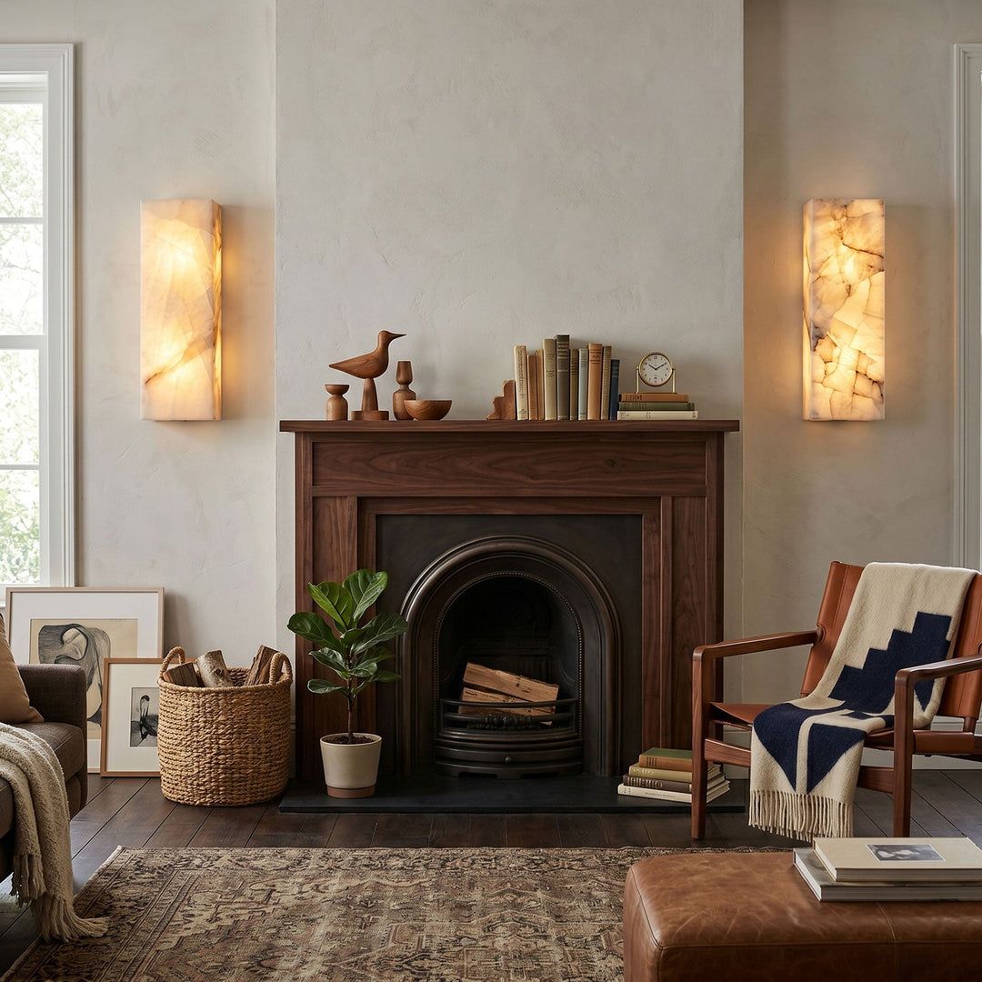 Rectangular Alabaster Wall Sconce