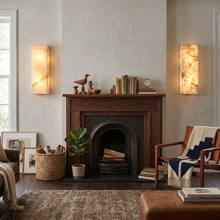 Rectangular Alabaster Wall Sconce