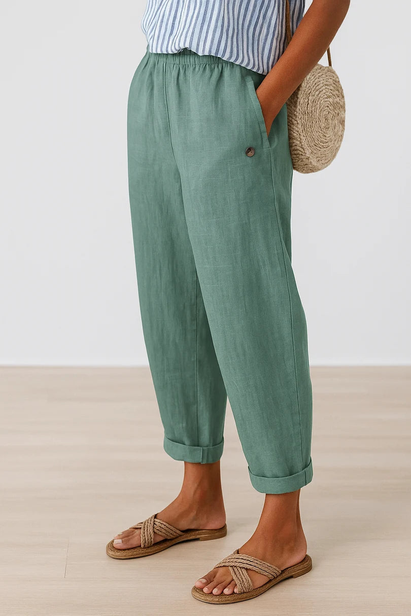 TAPERED BROEK VAN LINNENMIX VOOR VROUWEN