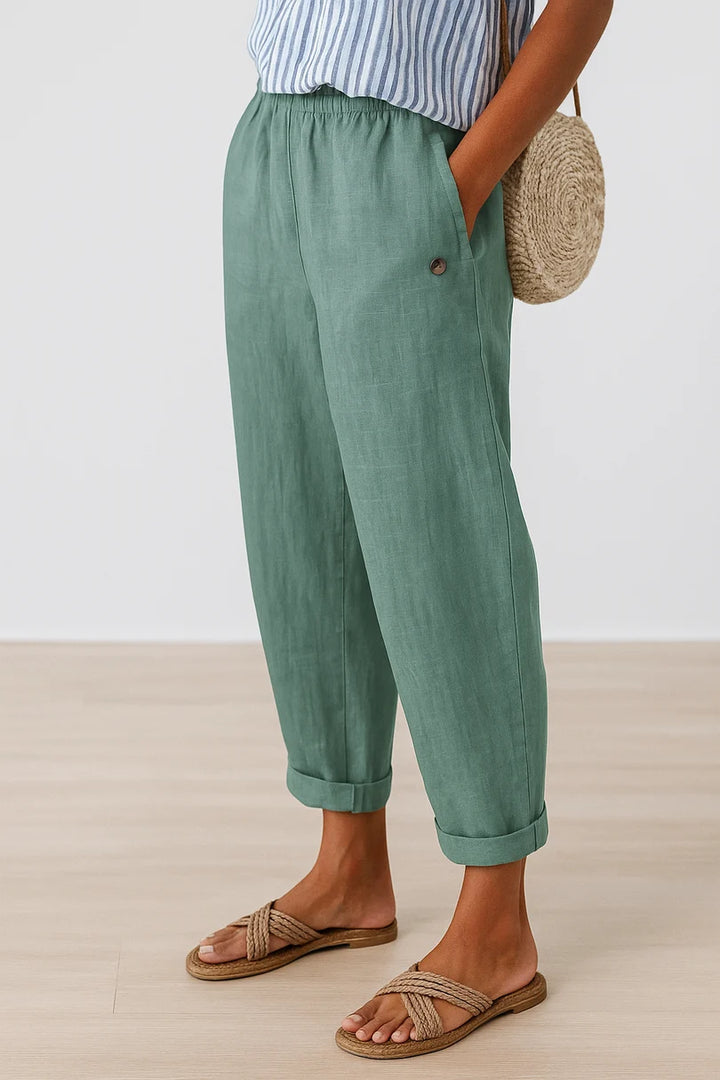 TAPERED BROEK VAN LINNENMIX VOOR VROUWEN