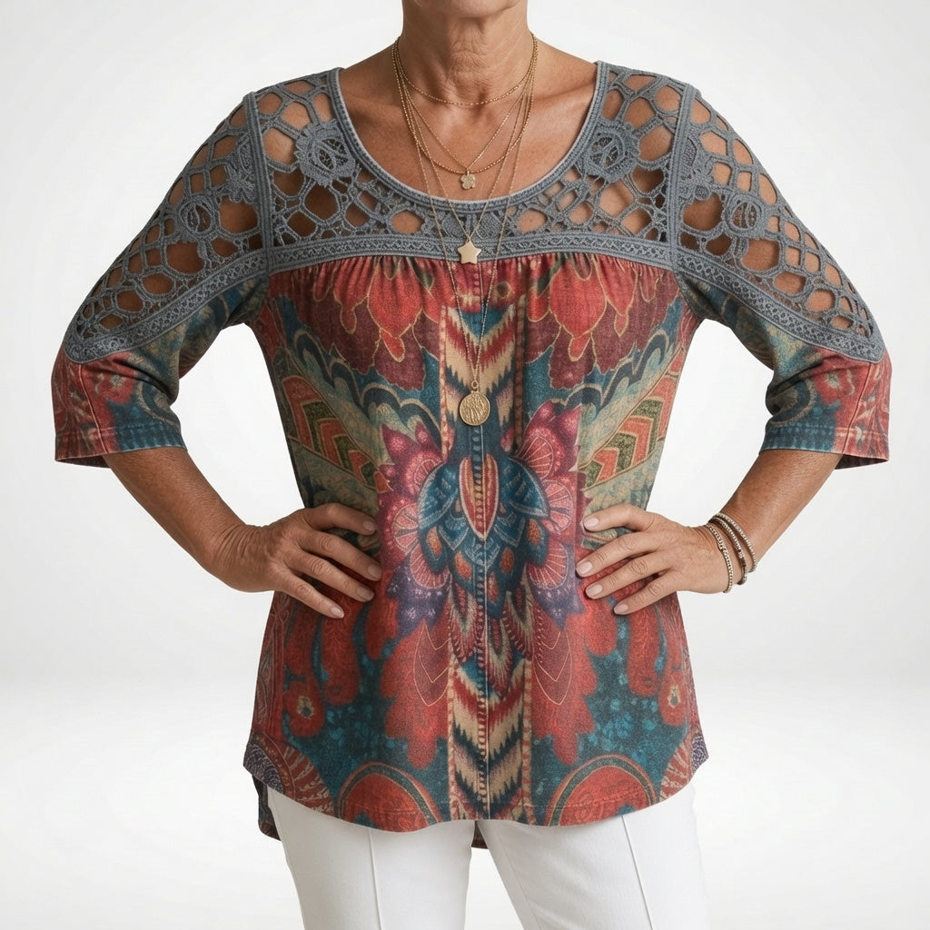 BLOUSE MET ETNISCHE PRINT VOOR VROUWEN