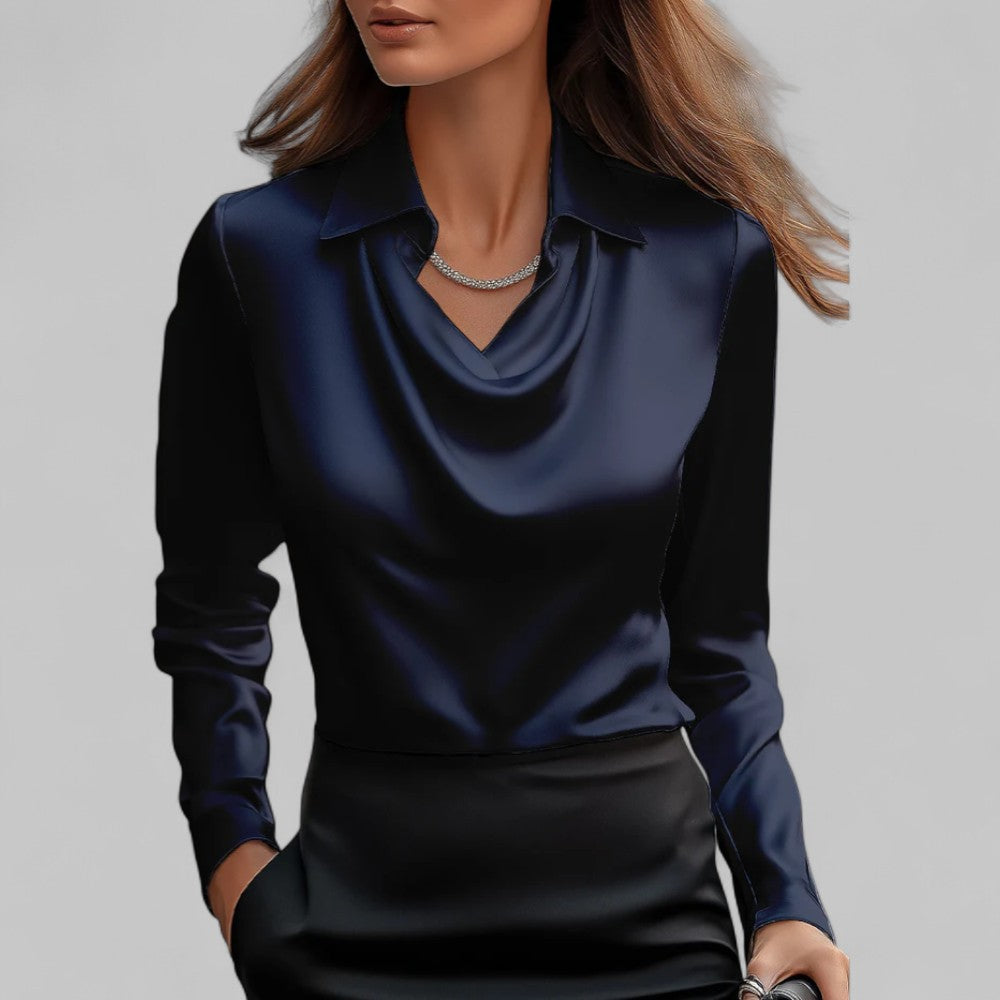BLOUSE EN SATIN DRAPÉE VOOR VROUWEN