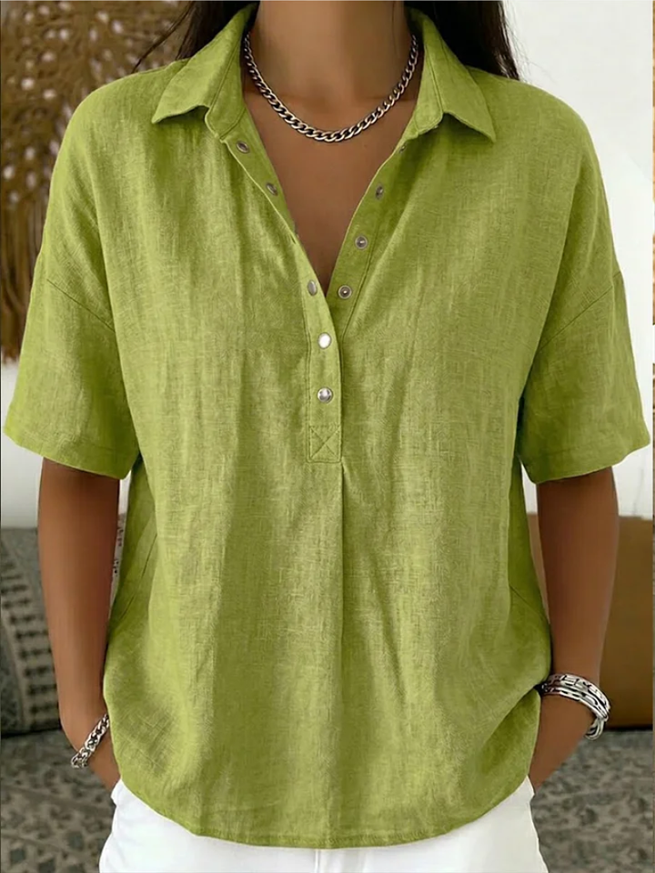 BLOUSE MET V-HALS EN KNOPEN VOOR VROUWEN