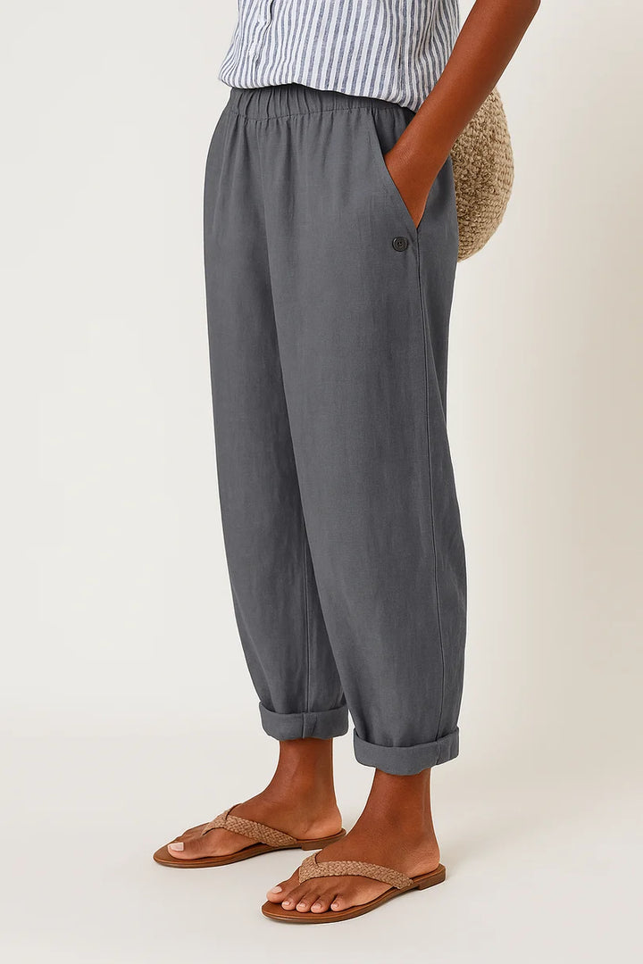 TAPERED BROEK VAN LINNENMIX VOOR VROUWEN
