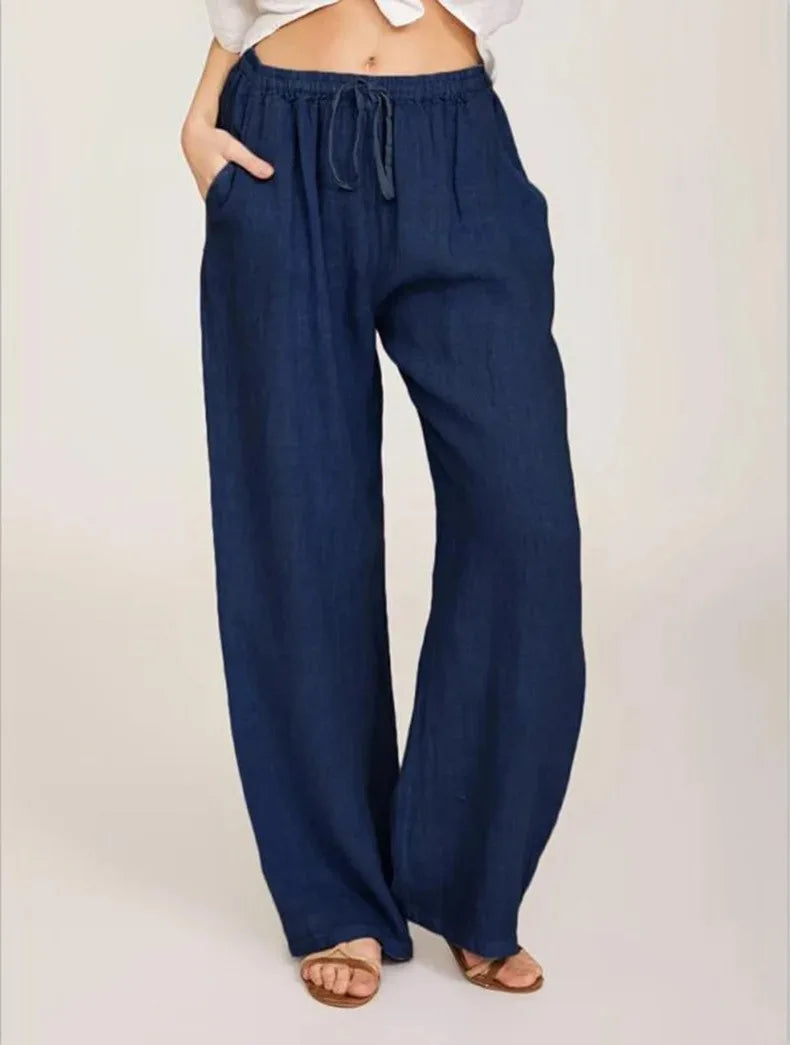 KLASSIEKE BROEK MET WIJDE PIJPEN VOOR VROUWEN