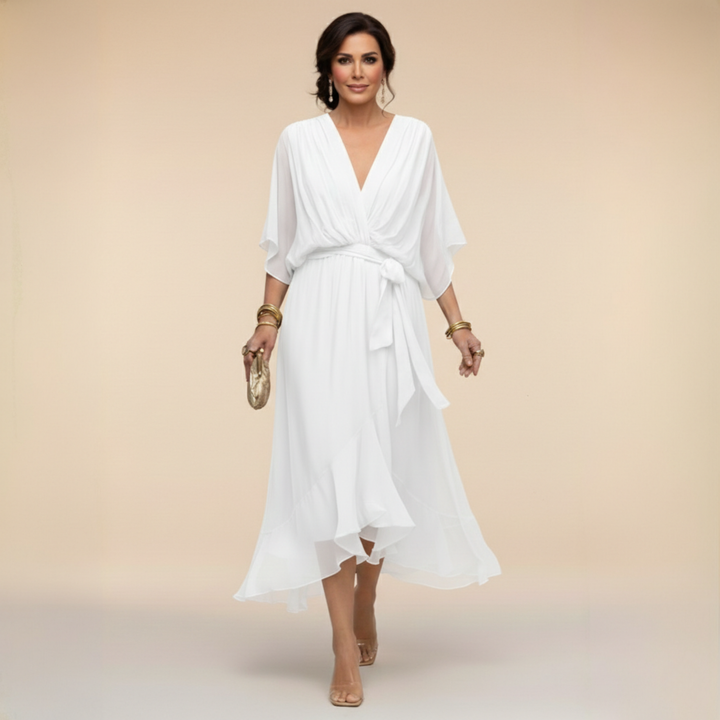 CHIFFON JURK MET V-HALS VOOR DAMES