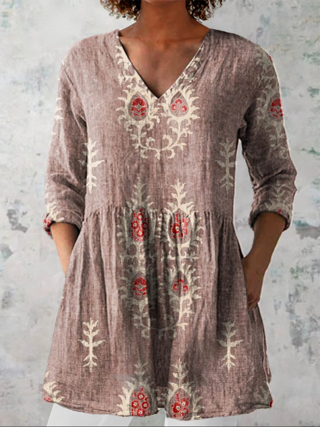 LANGE BLOUSE MET V-HALS VOOR VROUWEN