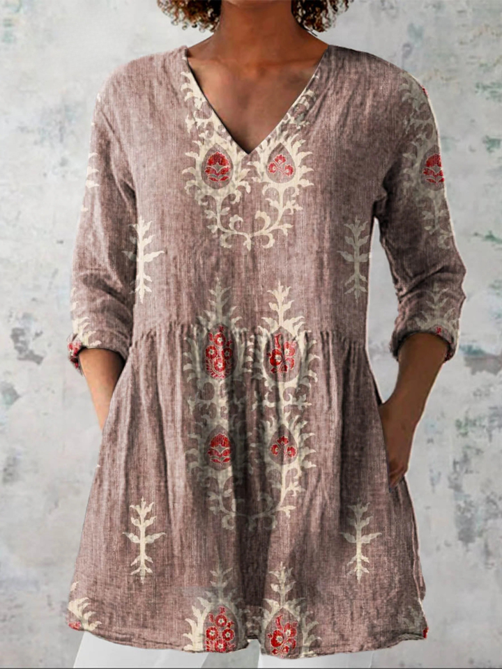 LANGE BLOUSE MET V-HALS VOOR VROUWEN