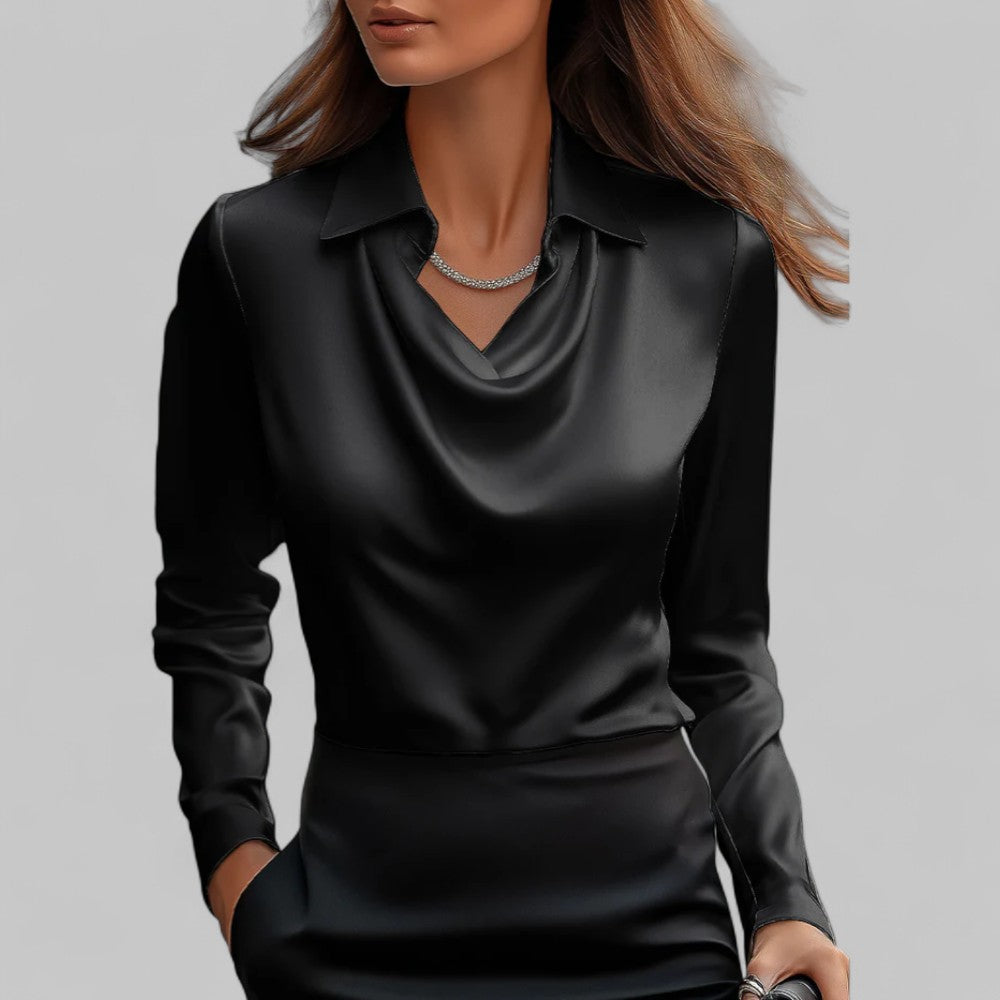 BLOUSE EN SATIN DRAPÉE VOOR VROUWEN