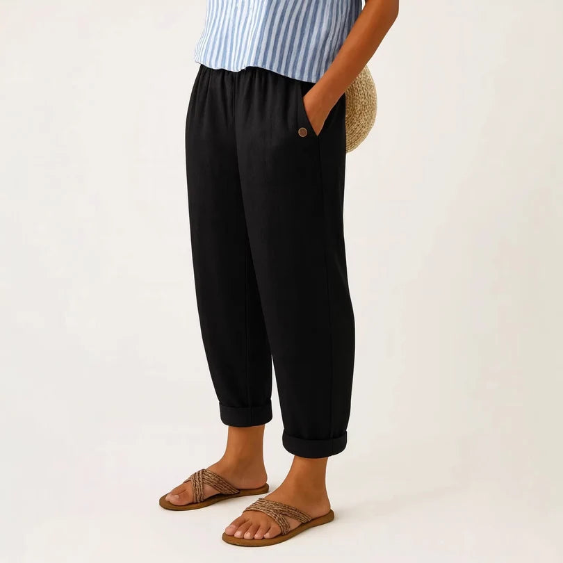 TAPERED BROEK VAN LINNENMIX VOOR VROUWEN