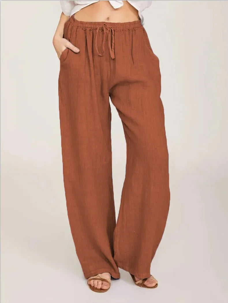 KLASSIEKE BROEK MET WIJDE PIJPEN VOOR VROUWEN