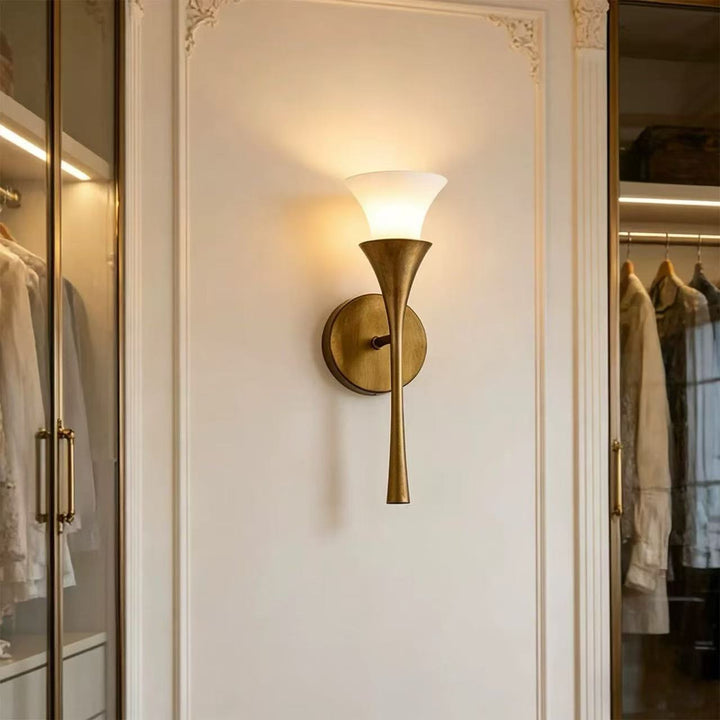 Antique Brass Double Cone Wall Sconce