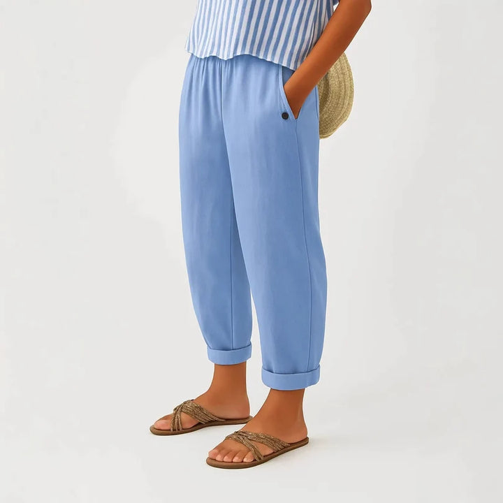 TAPERED BROEK VAN LINNENMIX VOOR VROUWEN