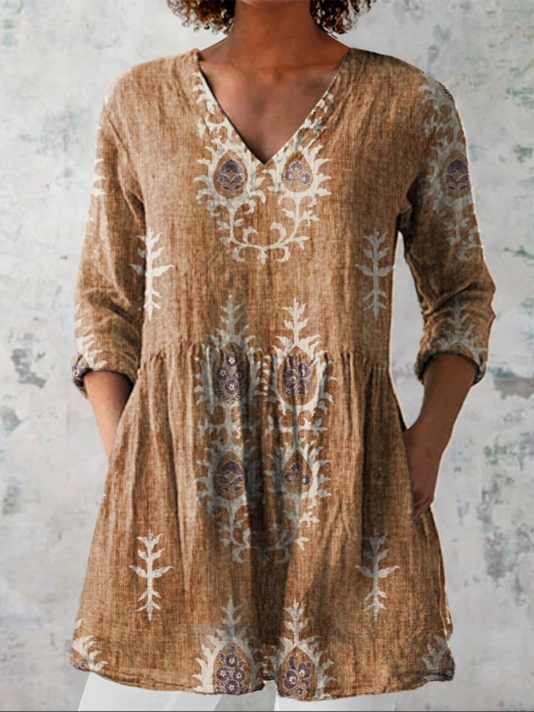 LANGE BLOUSE MET V-HALS VOOR VROUWEN