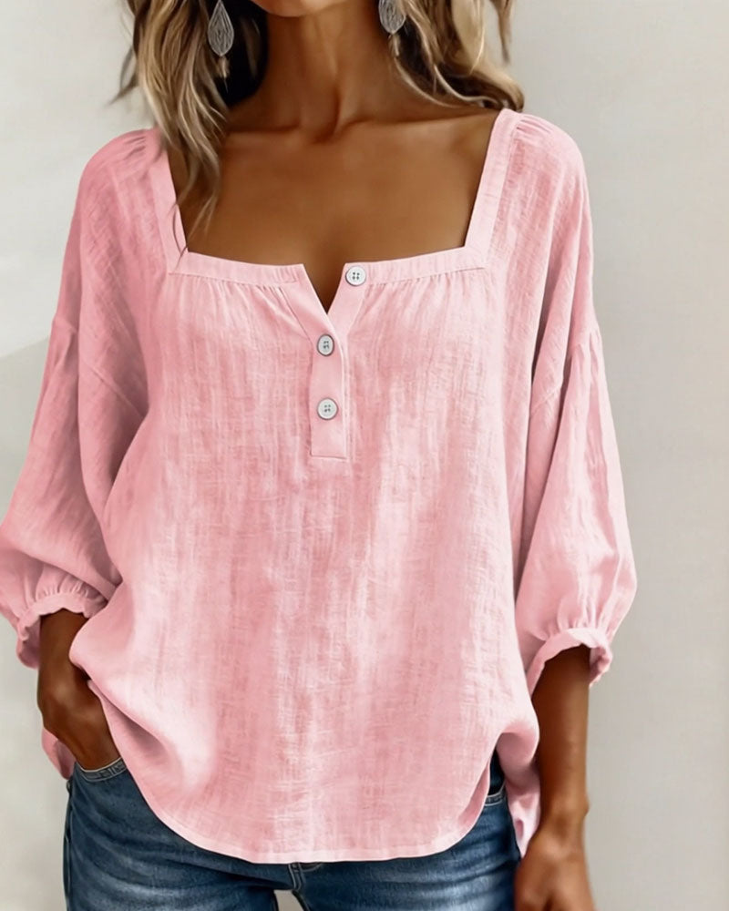 BLOUSE MET VIERKANTE HALS VOOR VROUWEN