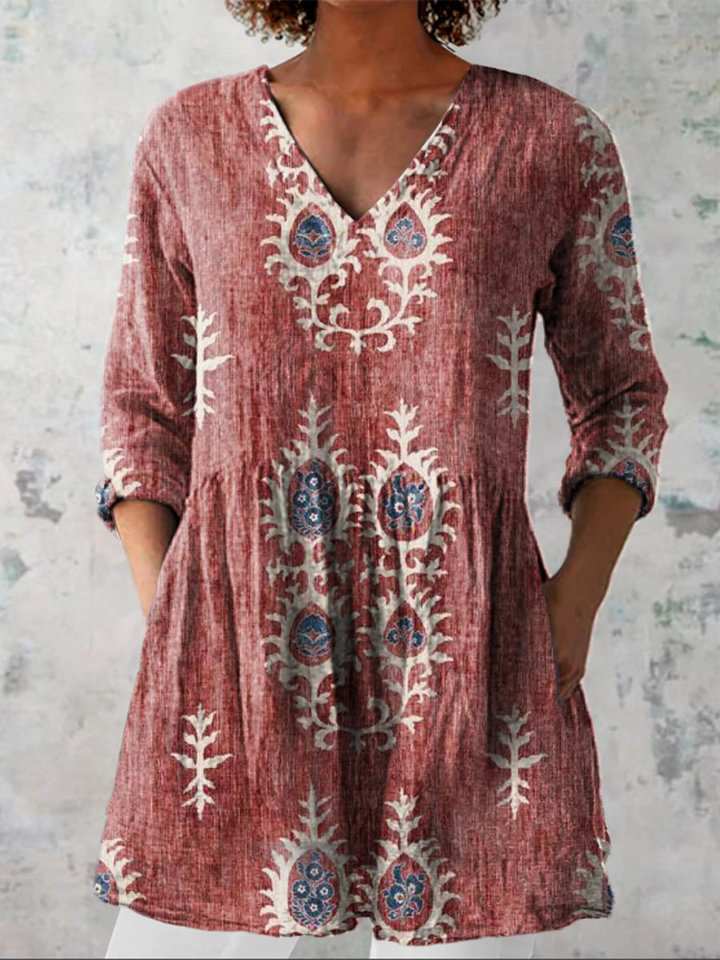 LANGE BLOUSE MET V-HALS VOOR VROUWEN