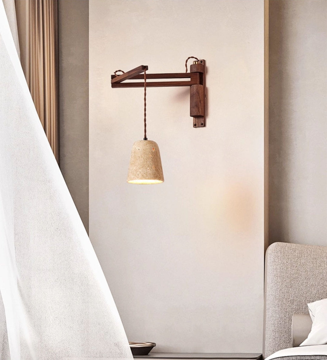 Adjustable Travertine Dome Wall Sconce