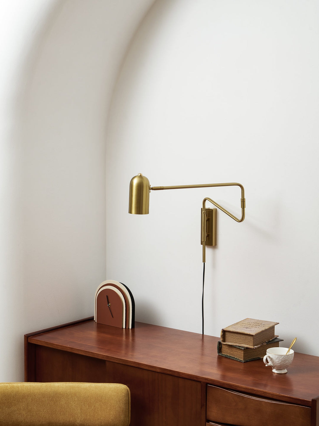 Adjustable Arm Plug In Wall Lamp