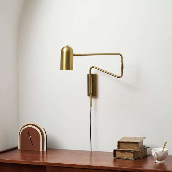 Adjustable Arm Plug In Wall Lamp