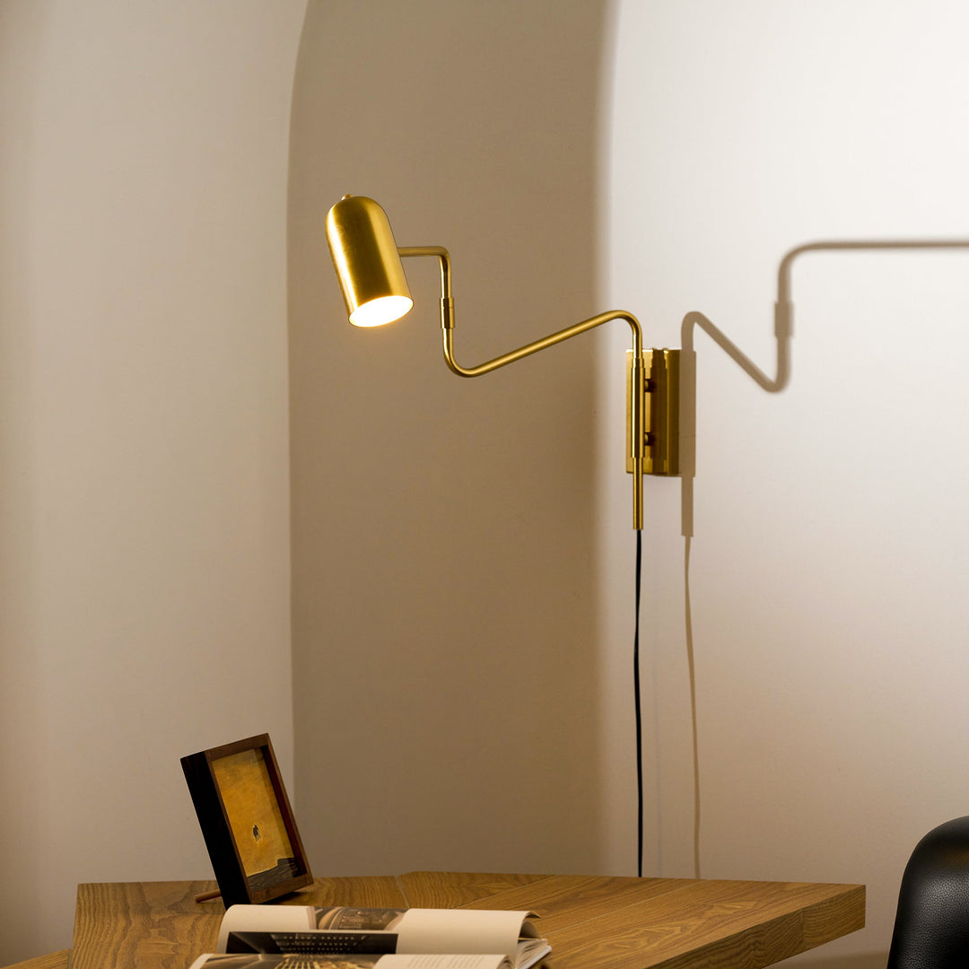 Adjustable Arm Plug In Wall Lamp