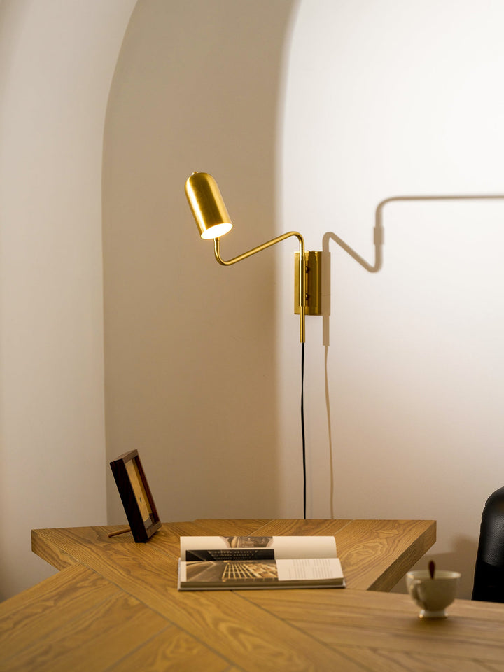 Adjustable Arm Plug In Wall Lamp