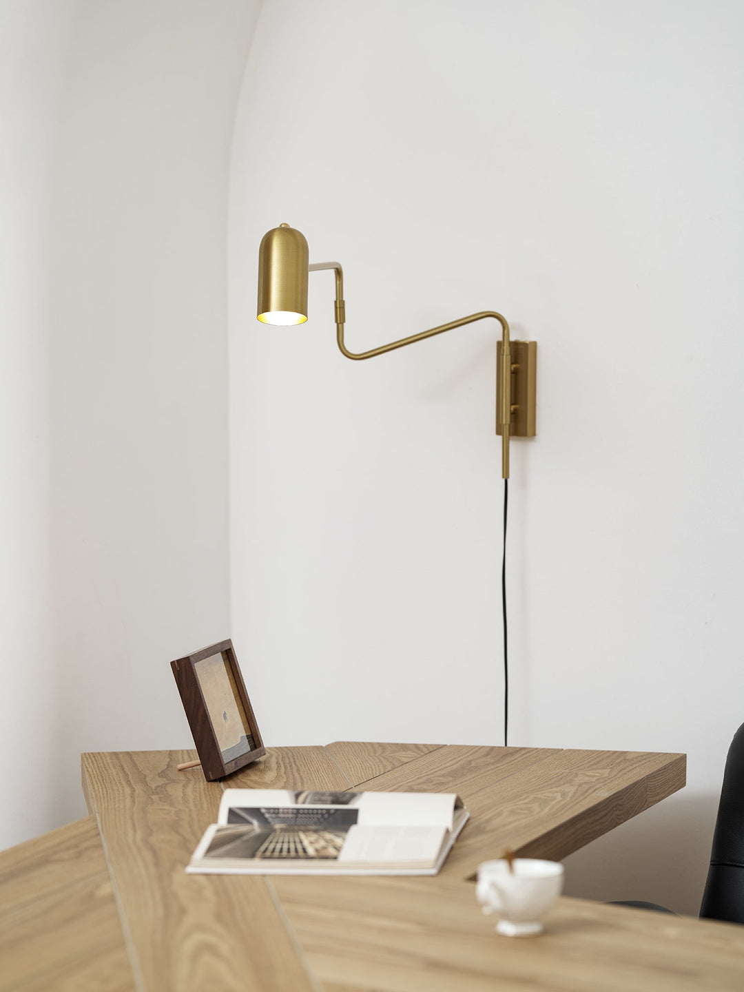 Adjustable Arm Plug In Wall Lamp