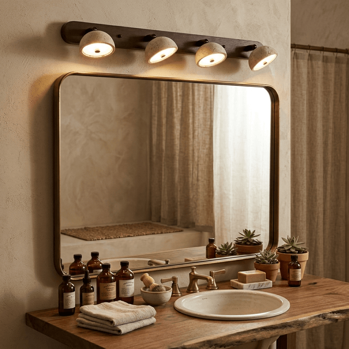 Adjustable Travertine Dome Vanity Light