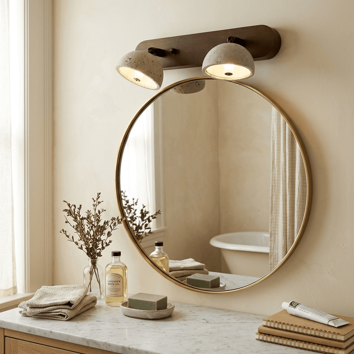Adjustable Travertine Dome Vanity Light