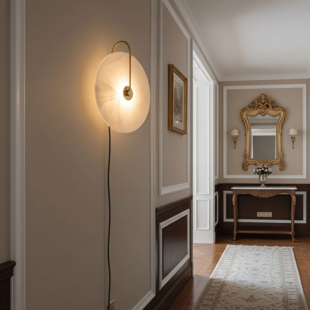 Alabaster LED Plug-In Wall Lamp