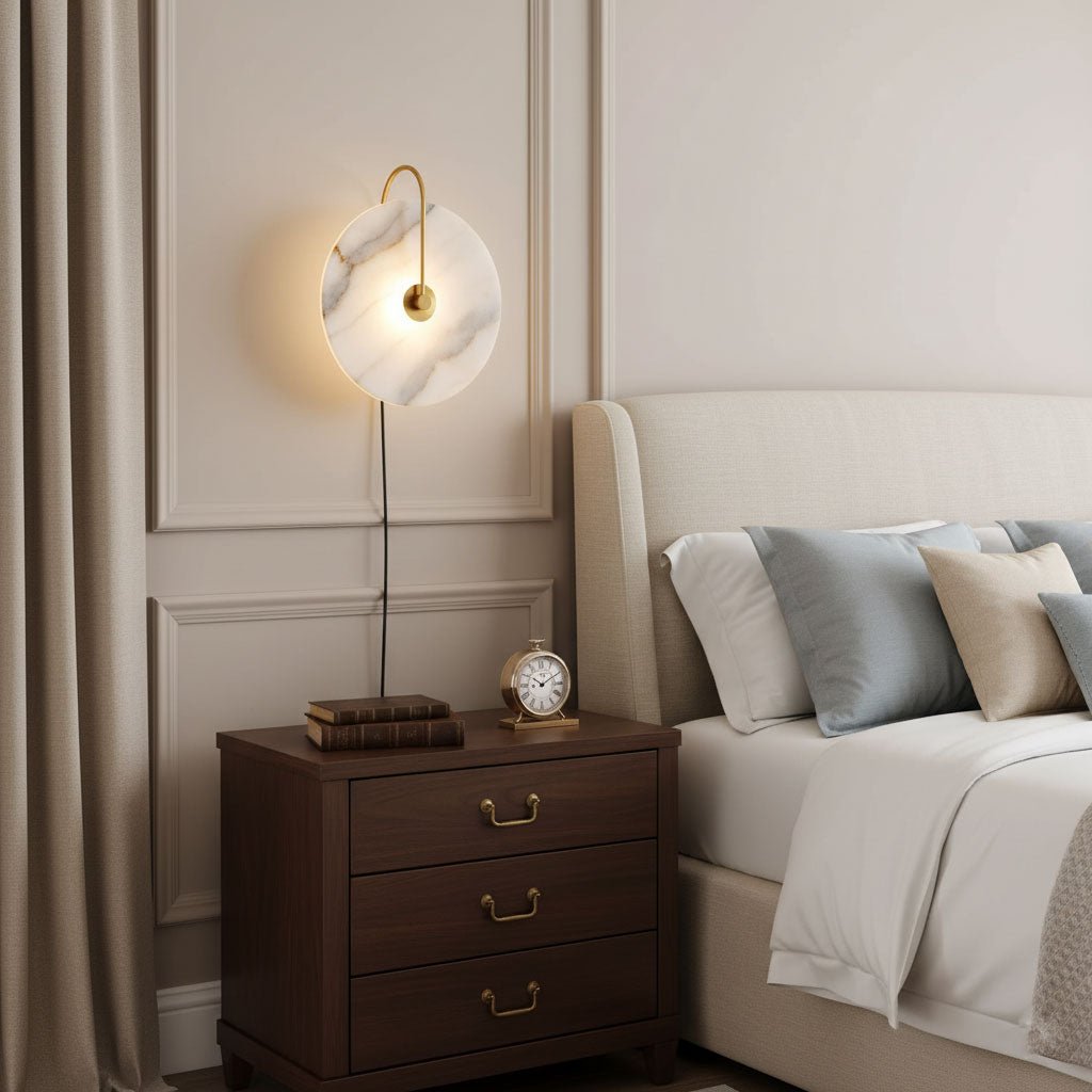 Alabaster LED Plug-In Wall Lamp
