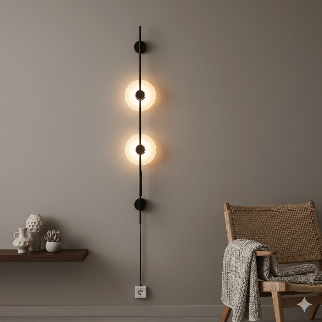 Alabaster Vertical Plug-in Wall Sconce