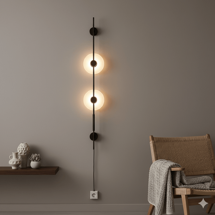 Alabaster Vertical Plug-in Wall Sconce