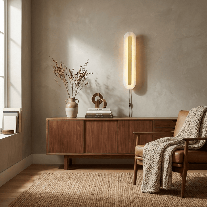 Alabaster Rounded Plug-in Wall Light